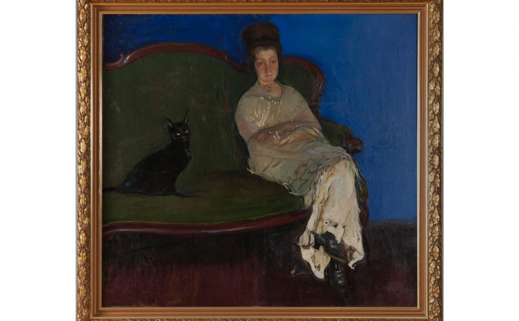 Konrad Krzyżanowski, Portret żony z kotem, wł. MŚO