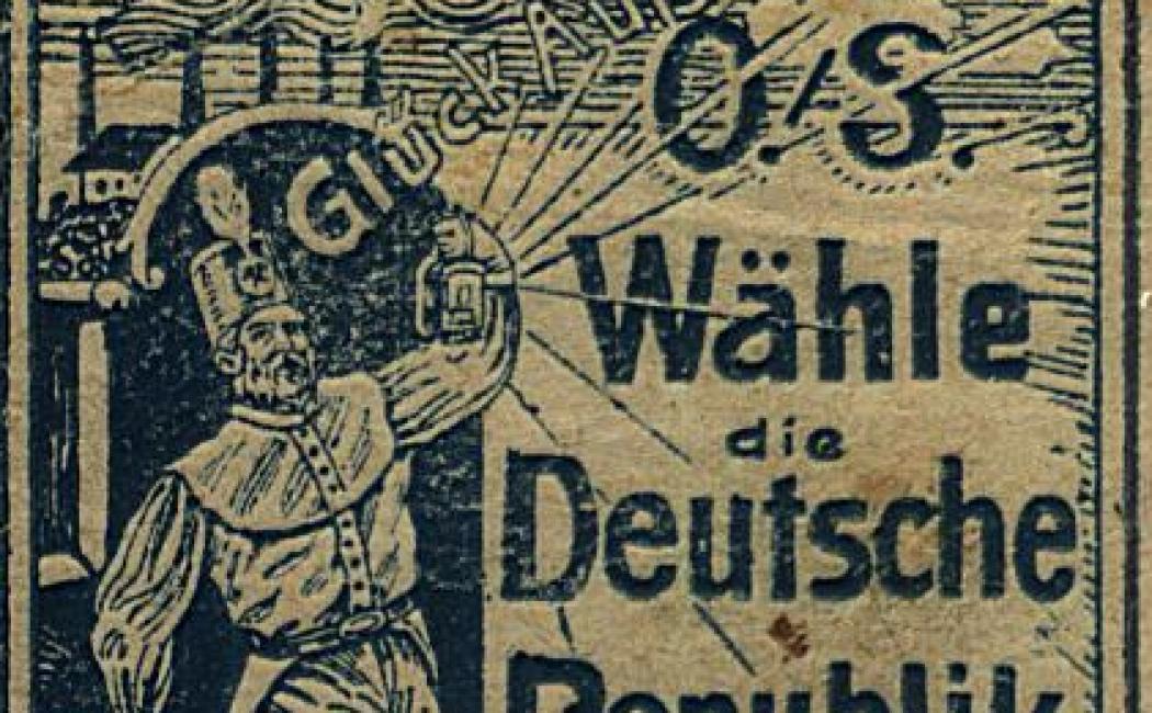 Niemiecka nalepka propagandowa „Glück Auf O./S. Wähle die Deutsche Republik”