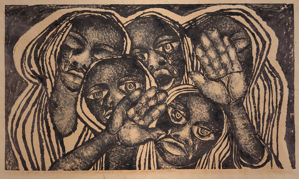 Zenon Henryk Rachfalski, „Kompozycja II” z cyklu „Uciemiężeni”, 1965, papier, monotypia, 44 x 77 cm, MSO/S/2879/6