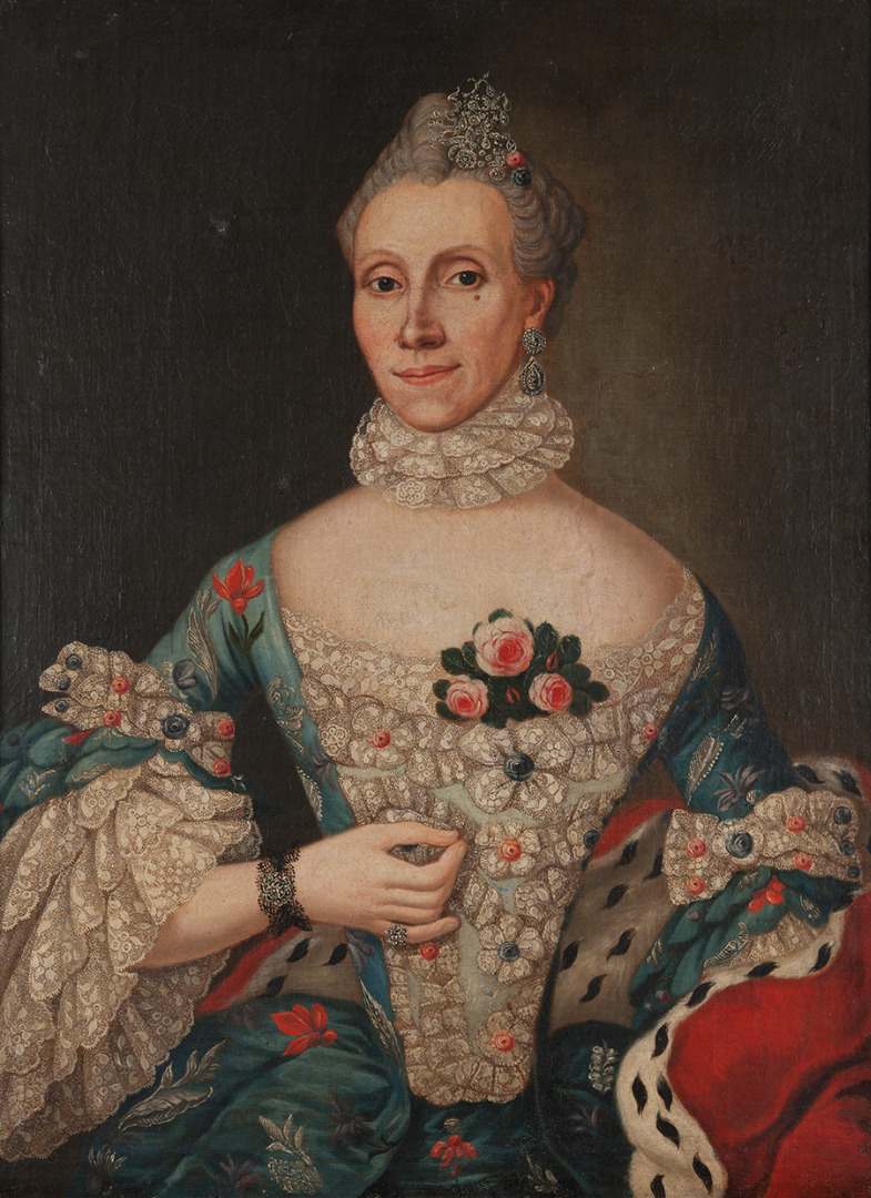 Portret damy z różą, olej na płótnie, XVIII wiek, ze zbiorów MŚO 