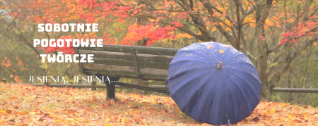 Logo warsztatów Sobotnie pogotowie twórcze, Jesienne liście, parasol